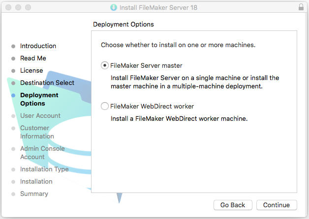 Installer page to select installation type with single machine selected