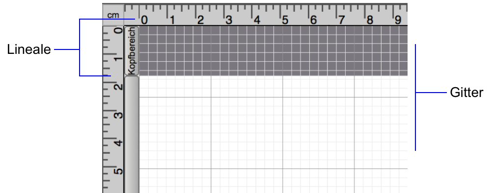 Leeres Layout mit Linealen und Gitter