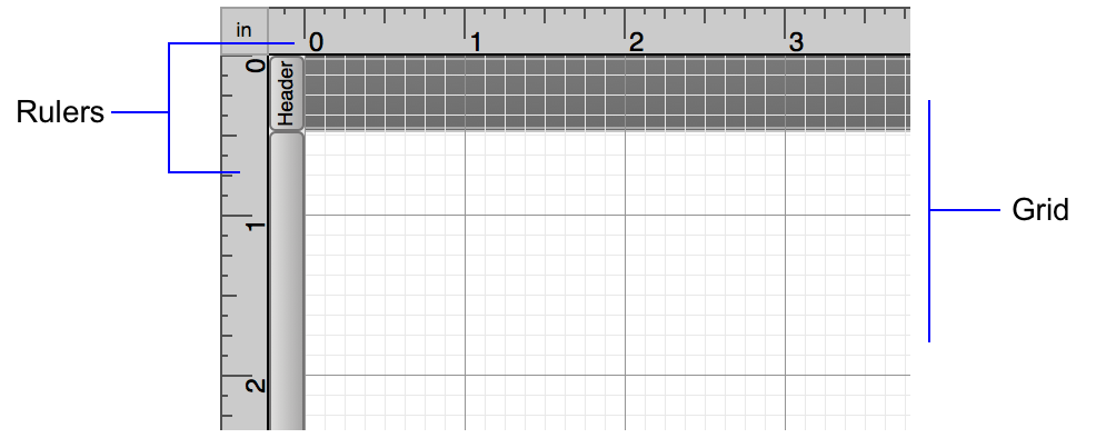 Blank layout showing the rulers and grid