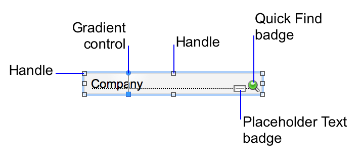 Field with badges, controls, and other visual indicators