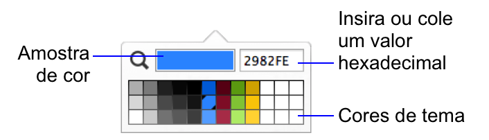 Cores de tema na paleta de cores