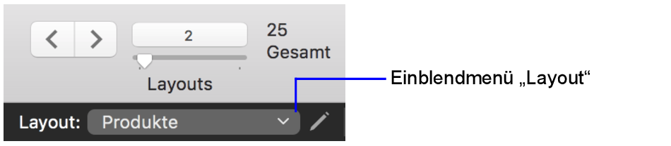 Einblendmenü „Layout“