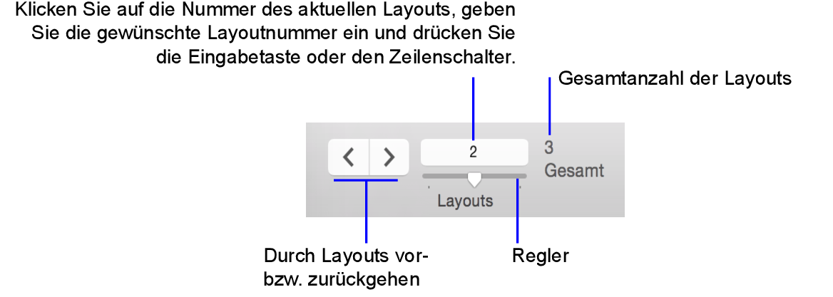 Navigationssteuerelemente im Layoutmodus