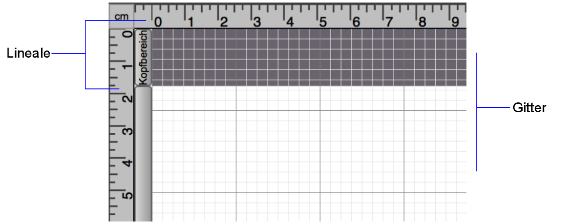 Leeres Layout mit Linealen und Gitter