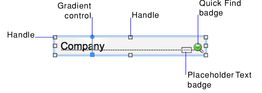 Field with badges, controls, and other visual indicators