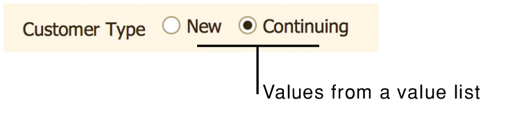 Field displaying radio buttons