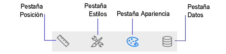 Botones de las pestañas del Inspector