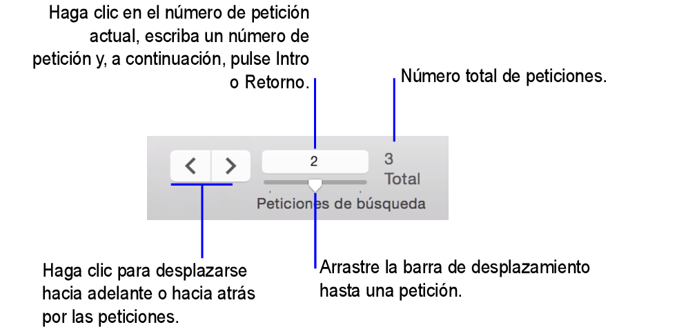 Controles de navegación en el modo Buscar