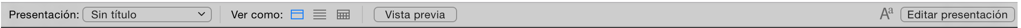 Barra de presentación en el modo Visualizar en Windows