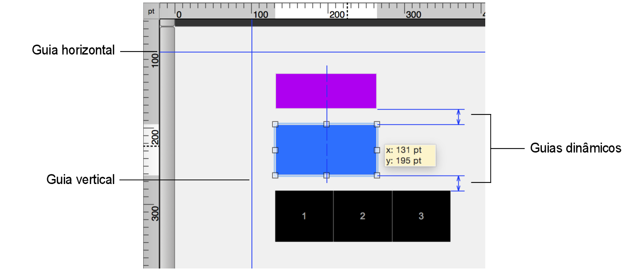 Guias e guias dinâmicos em um layout