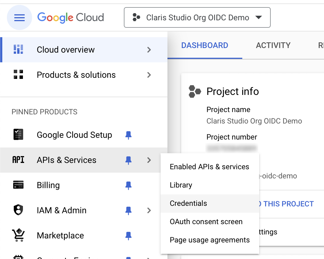 Google Workspace OIDC, APIs und Dienste, Anmeldedaten 