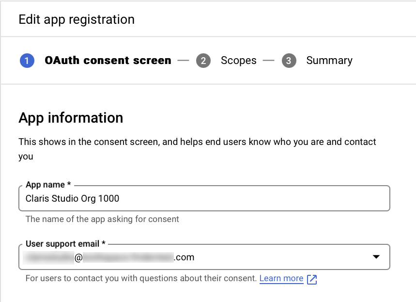Google Workspace OIDC, App-Registrierung bearbeiten