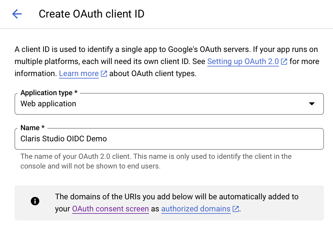 Google Workspace OIDC, OAuth-Client-ID, App-Typ