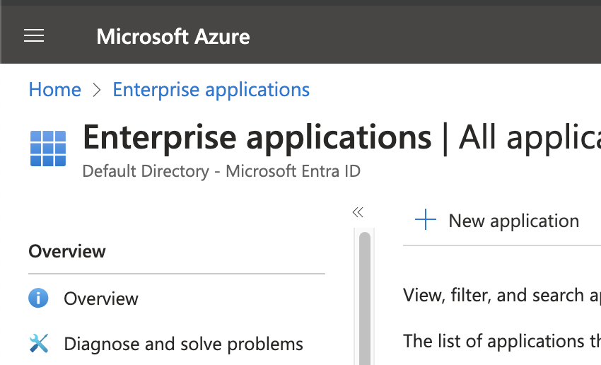 Microsoft Azure, Unternehmensanwendungen, Neue Anwendung