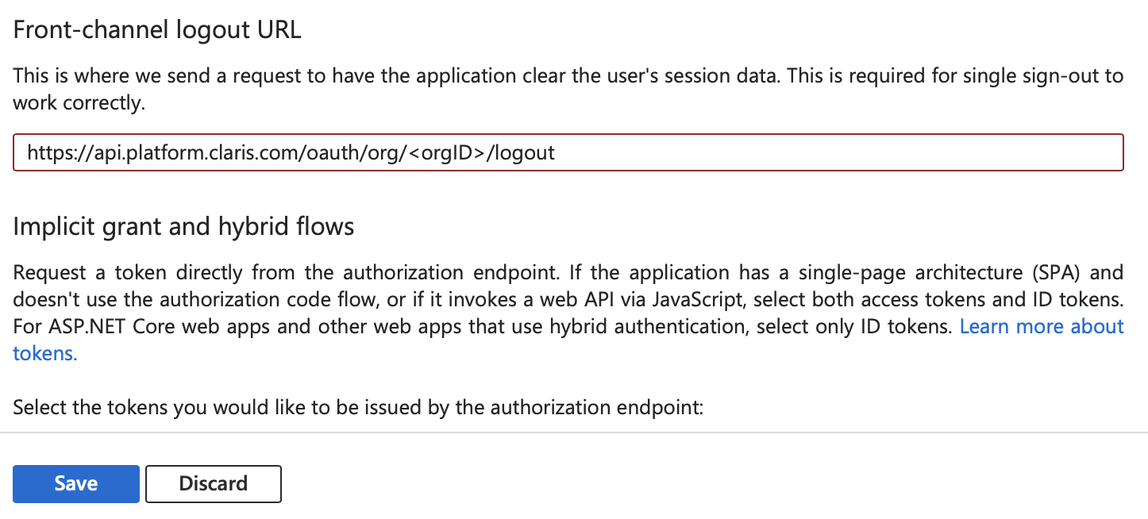 Microsoft Azure, Front-Channel-Abmelde-URL