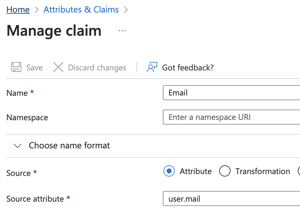 Microsoft Azure, Attribute und Ansprüche, Anspruch verwalten