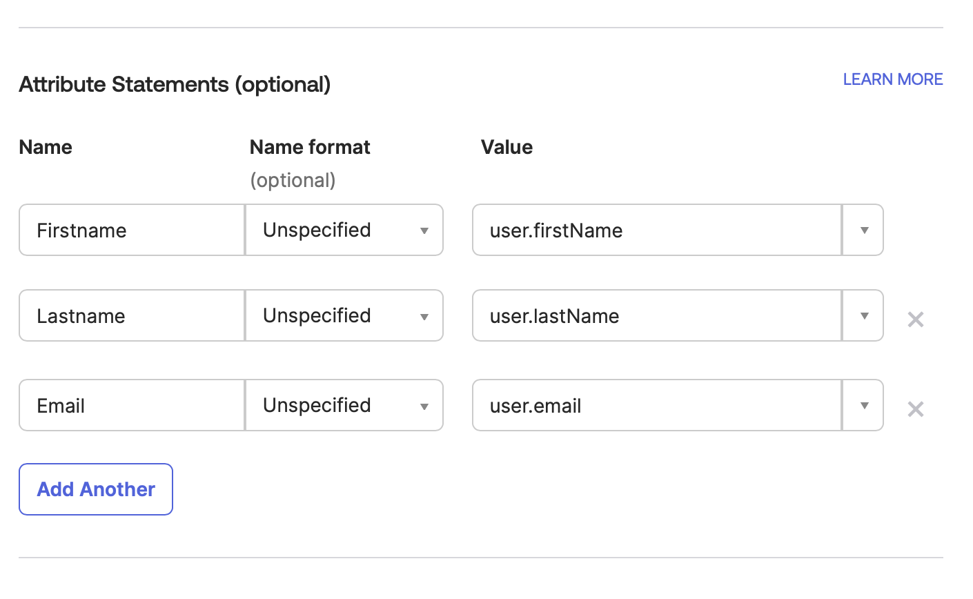 Okta, SAML-Integrationsattributanweisungen