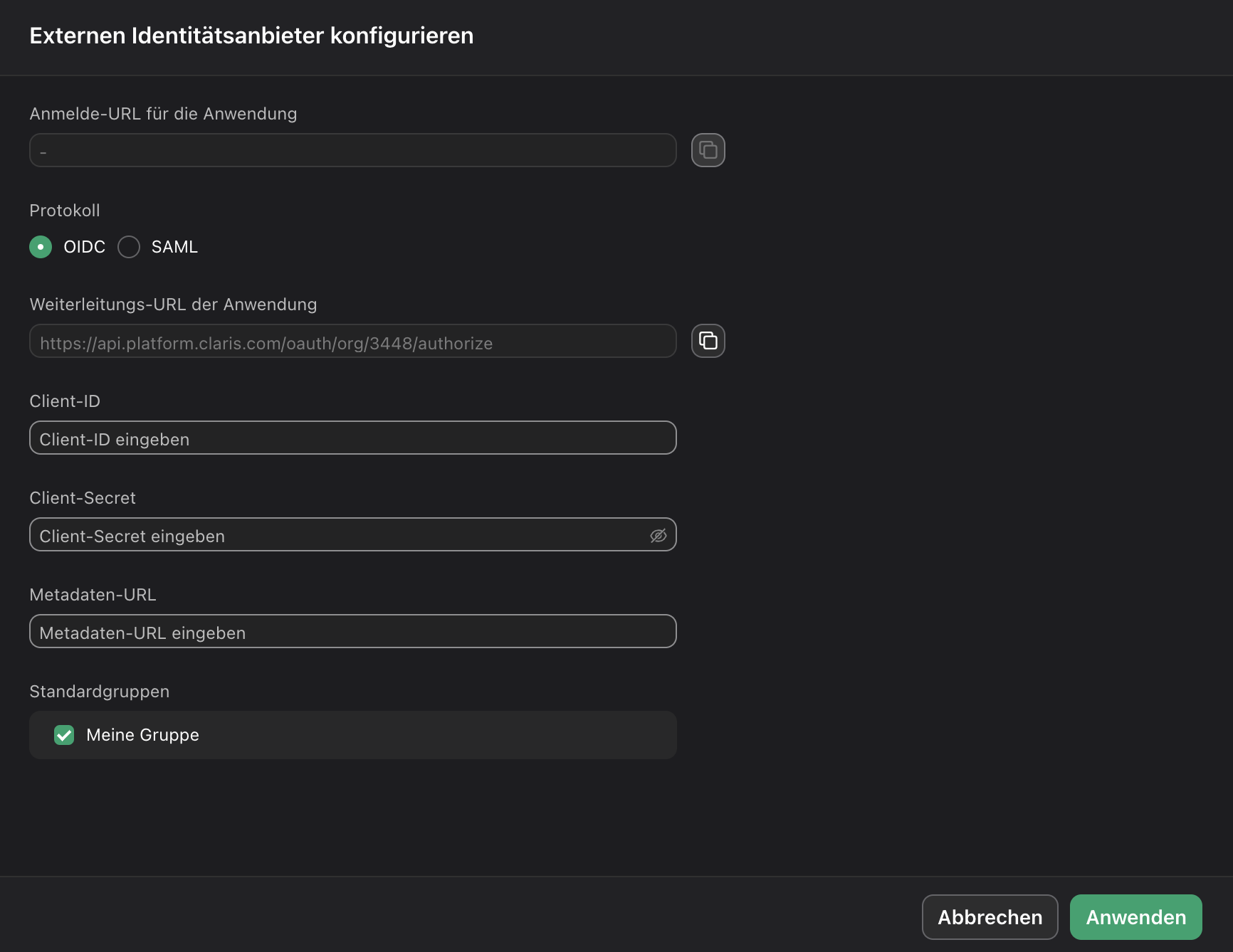 Claris Studio, Active Directory-Verbunddienste OIDC externer IdP Konfiguration