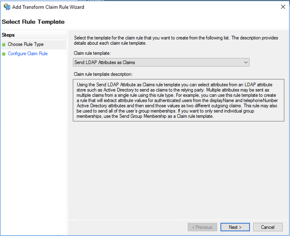 Active Directory-Verbunddienste, Anspruchstransformations-Assistent, LDAP-Attribute