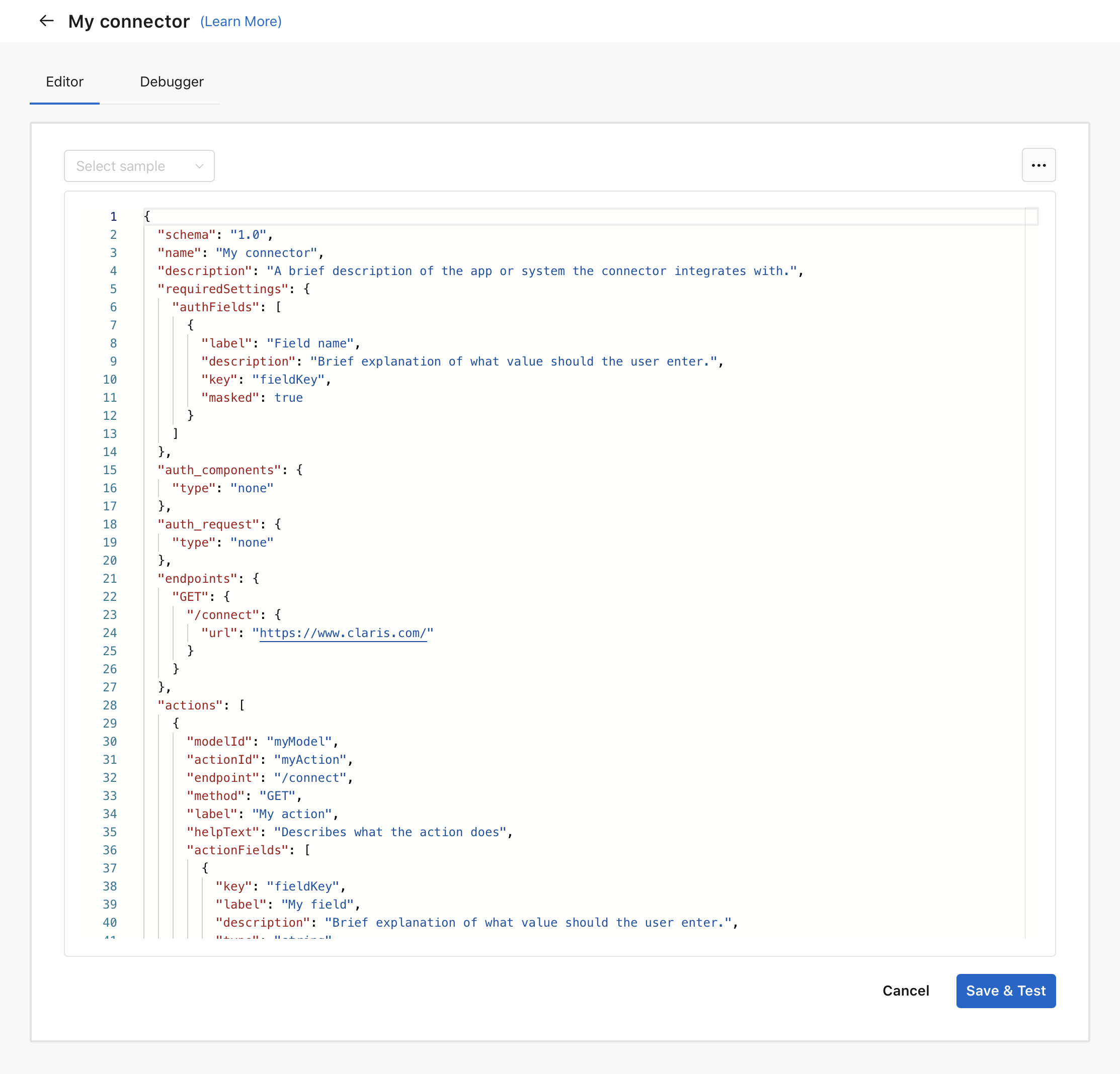 Custom connector template