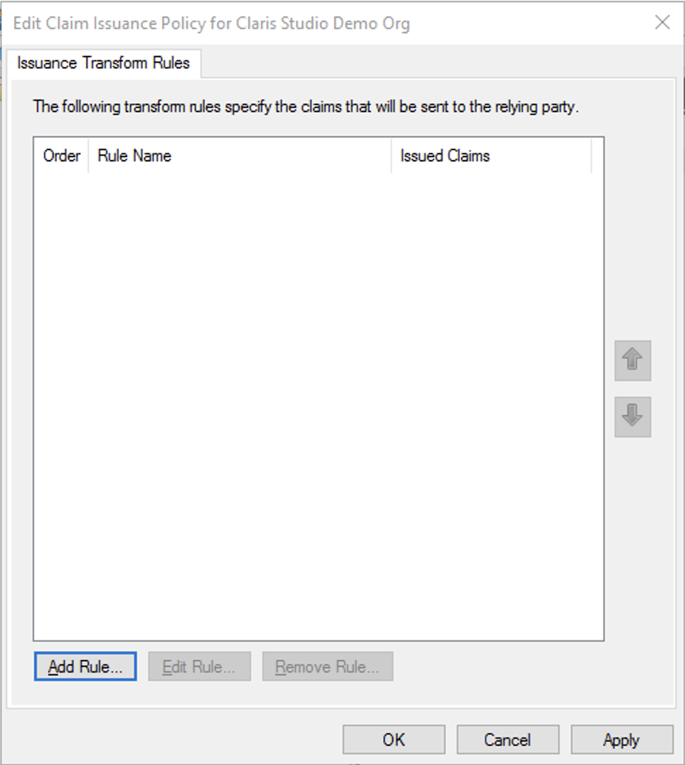 Servicios de federación de Active Directory, relación de confianza para usuario autenticado, editar política de emisión de notificaciones, añadir regla
