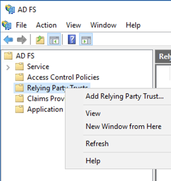 Servicios de federación de Active Directory, relación de confianza para usuario autenticado de SAML