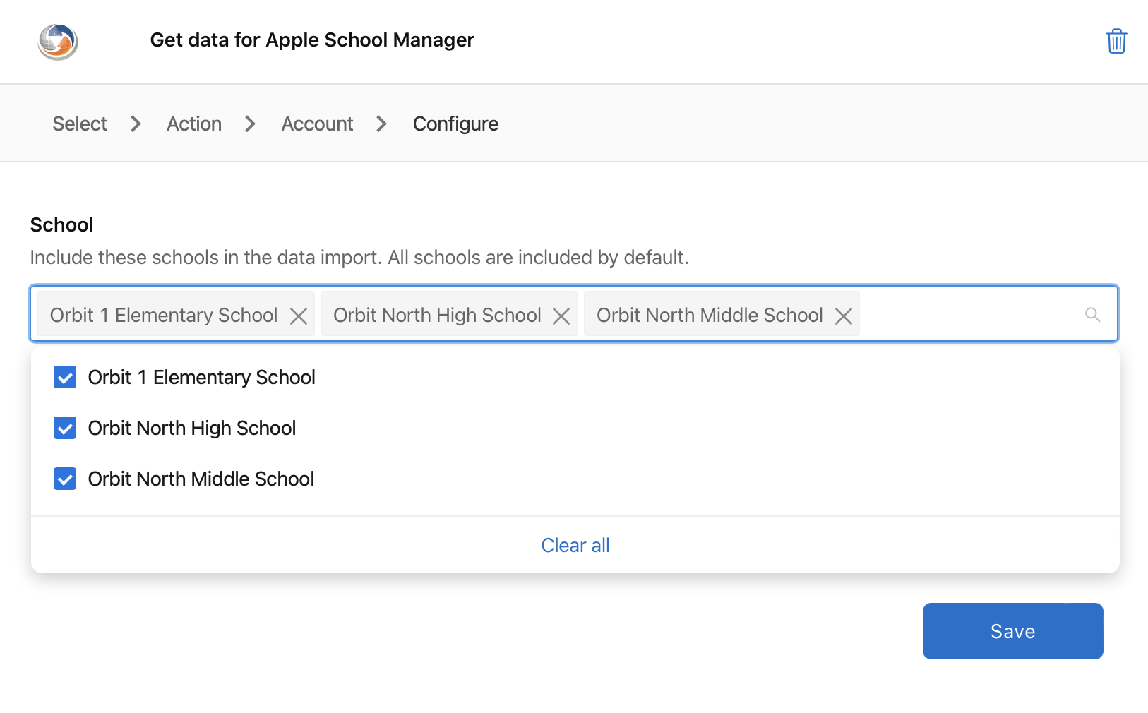 Get data for Apple School Manager、School でフィルタ