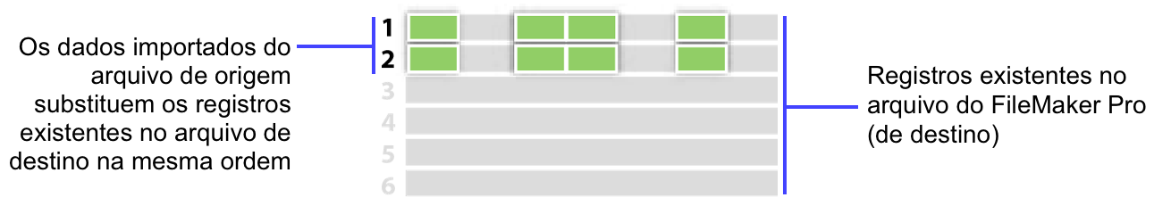 Arte conceitual da substituição de registros para importação